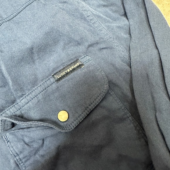 Lucky Brand Washed & Worn Western Shirt XL Blue Long Sleeve Button Down‎ - Picture 4 of 10